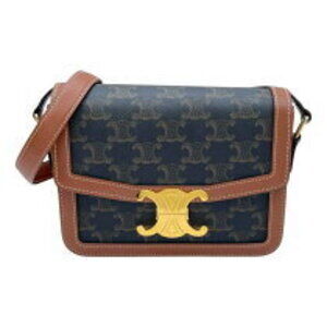 Celine Teen Triomphe Bag Tan Canvas Calf Leather